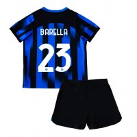Inter Milan Nicolo Barella #23 Domáci Detský futbalový dres 2023-24 Krátky Rukáv (+ trenírky)